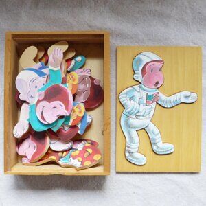 Vintage Curious George Schylling 18 Piece Wood Puzzle